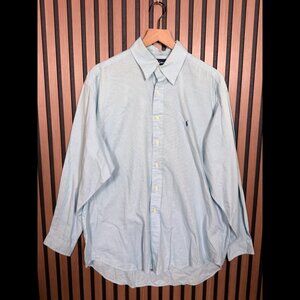 Ralph Lauren Shirt Large Mens Blue Gingham Plaid Long Sleeve Blake Button Down